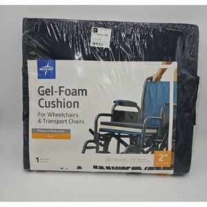 Medline Gel Foam Cushion For Transport Wheelchairs 18x16x2 Washable Cover
